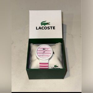 Lacoste Watch- White & pink striped band